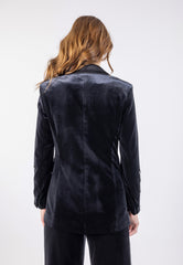 Handmade Bee-Studded Velvet Blazer - Black