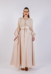 Elegant Pleated Maxi Dress with Embellished Details