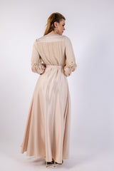 Elegant Pleated Maxi Dress with Embellished Details