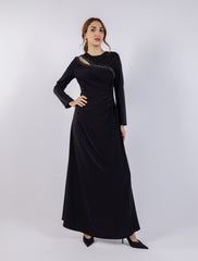 Asymmetrical Beaded Cut-Out Maxi Dress
