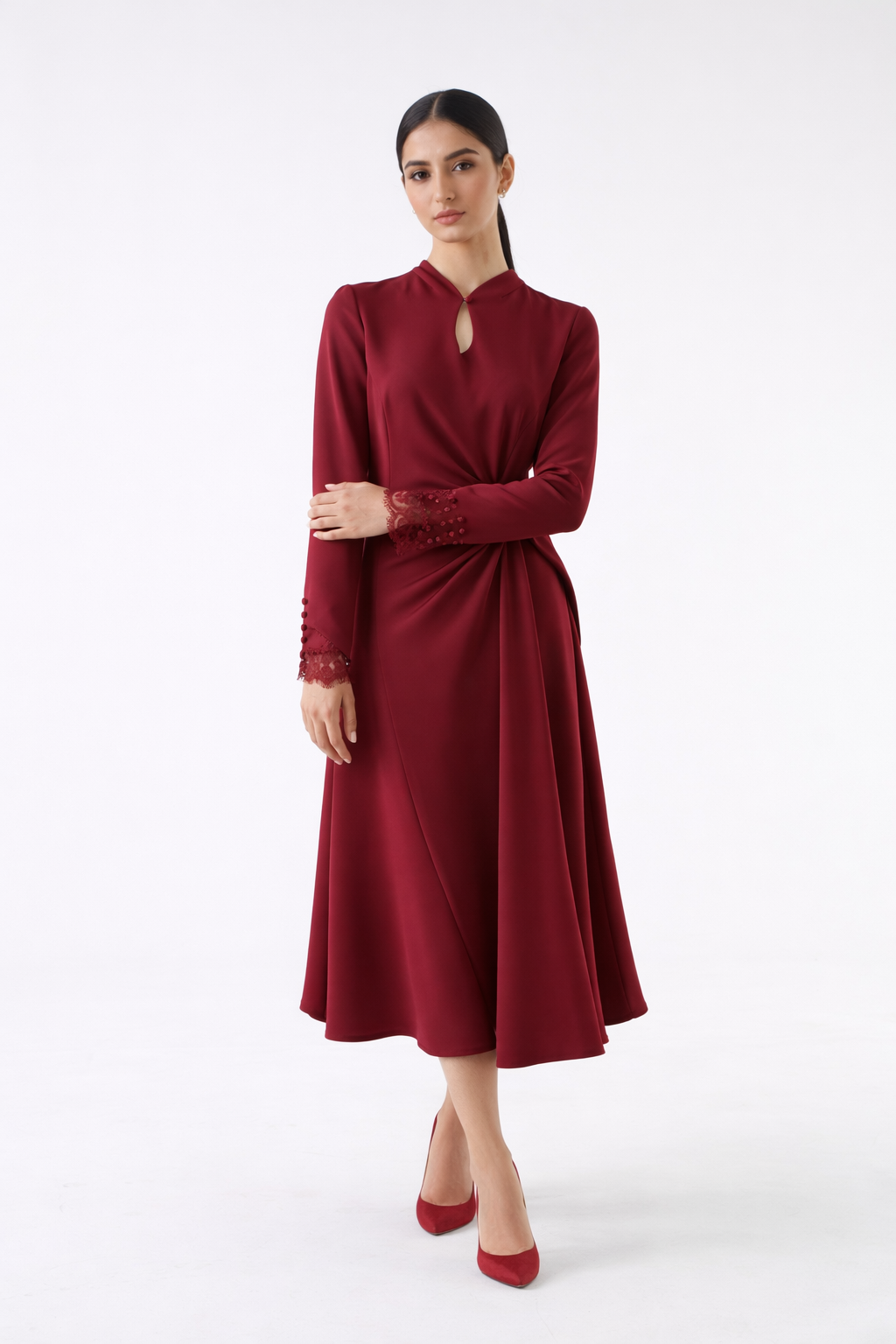 Twist-Detail Flared Maxi Dress