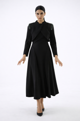 The Elara Embellished Trim Midi Dress