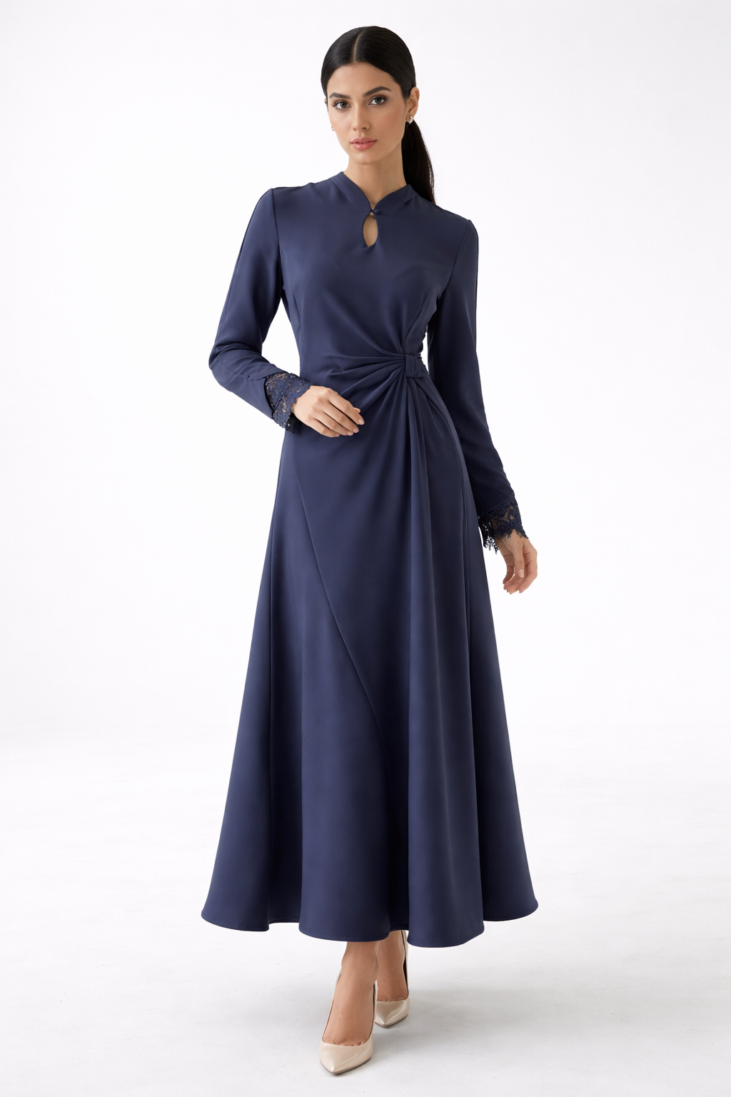 Twist-Detail Flared Maxi Dress