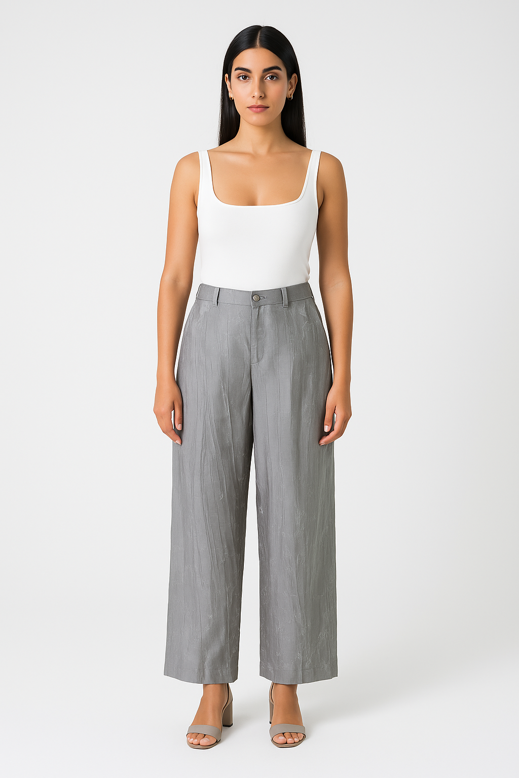 Wide-Leg Textured Pants