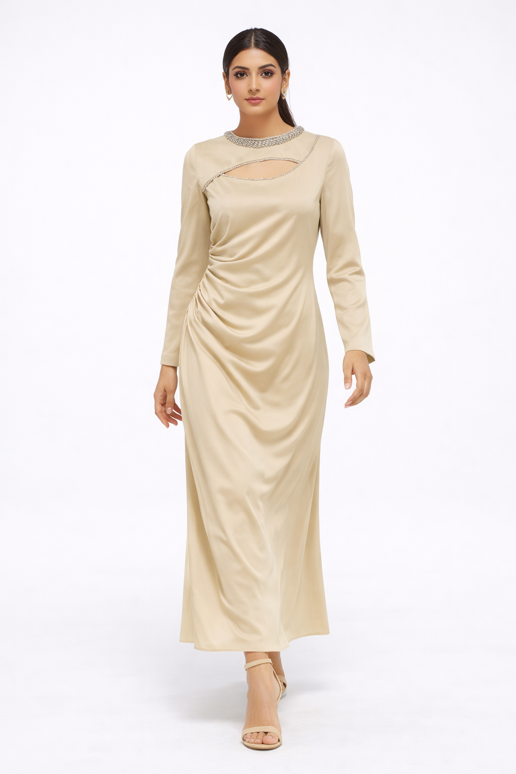 The Amara Embellished Cut-Out Evening Dress