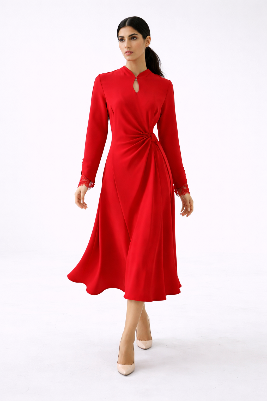 Twist-Detail Flared Maxi Dress