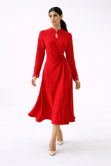 Twist-Detail Flared Maxi Dress