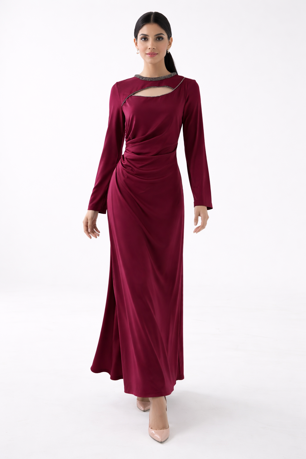 The Amara Embellished Cut-Out Evening Dress