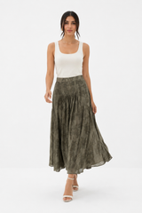 Floral Textured Gathered Midi Skirt