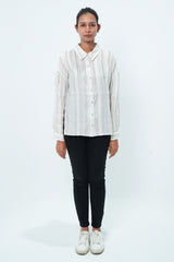Embellished Striped High-Low Shirt