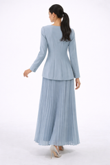 Embellished Bodice Maxi Dress with Pleated Skirt