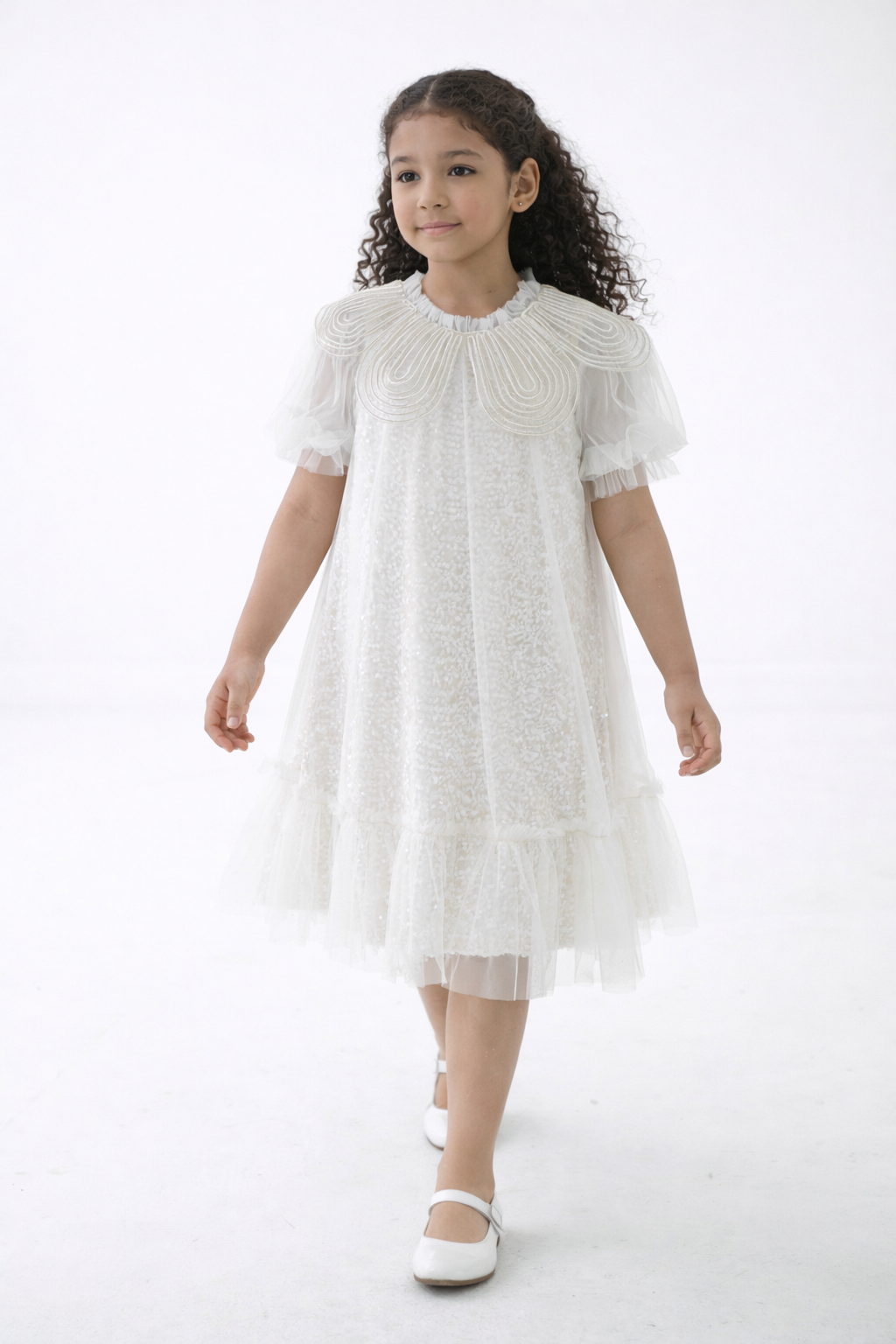 Girls Elegant Sequin Tulle Dress
