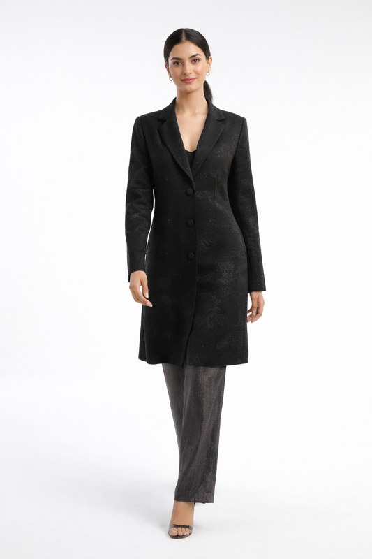 Tailored Longline Jacket with Subtle Sparkle Finish
