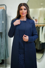 Lace Trim Tailored Coat Dress