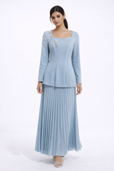 Embellished Bodice Maxi Dress with Pleated Skirt