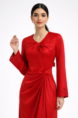 Twist-Front V-Neck Maxi Dress