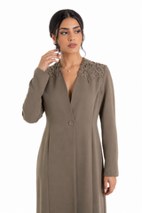 Lace Trim Tailored Coat Dress