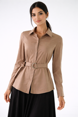 Belted Tailored Cotton Shirt - Montania Shop