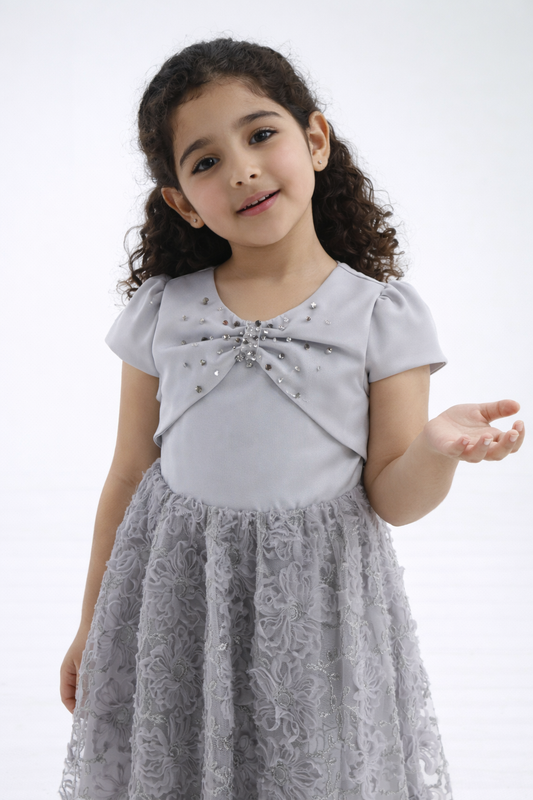 فستان بناتي مزهر أنيق لعيد والمناسبات