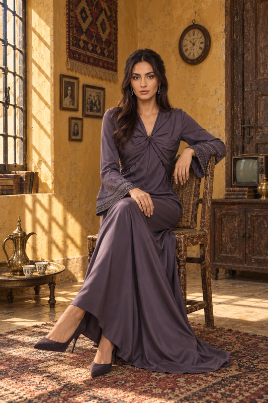 Embellished Twist-Front Maxi Dress