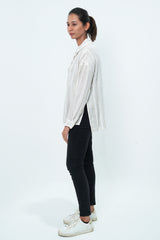 Embellished Striped High-Low Shirt