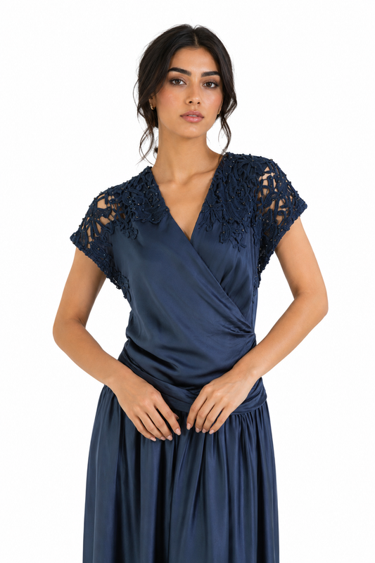 Aurélia Embellished Satin Maxi Dress