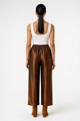 Metallic Finish Wide-Leg Pant