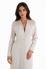 Lace Trim Tailored Coat Dress