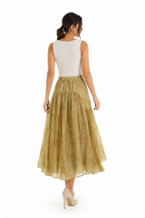 Floral Textured Gathered Midi Skirt
