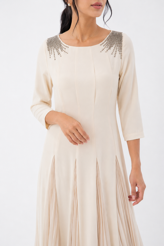 Noor Al Layali Embellished Pleated Maxi Dress