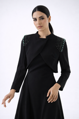 Embellished Cropped Overlay Jacket