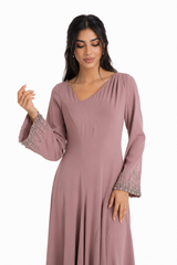 Embellished Cuff Flowing Maxi Dress