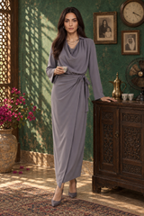 Draped Neck Wrap-Effect Maxi Dress