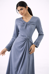 Twist-Front V-Neck Maxi Dress