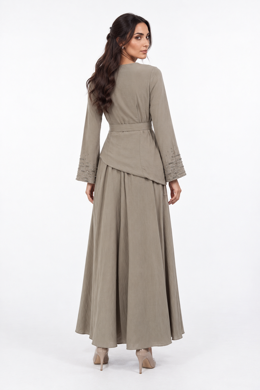 Embellished Wrap-Effect Maxi Dress