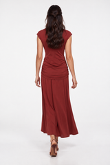 Twist-Drape Ruched Maxi Dress