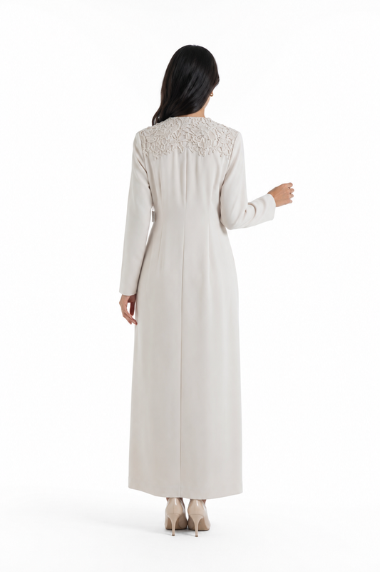 Lace Trim Tailored Coat Dress