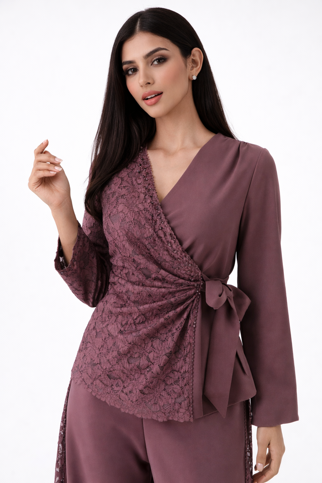 The Seraphine Lace-Wrap Blouse