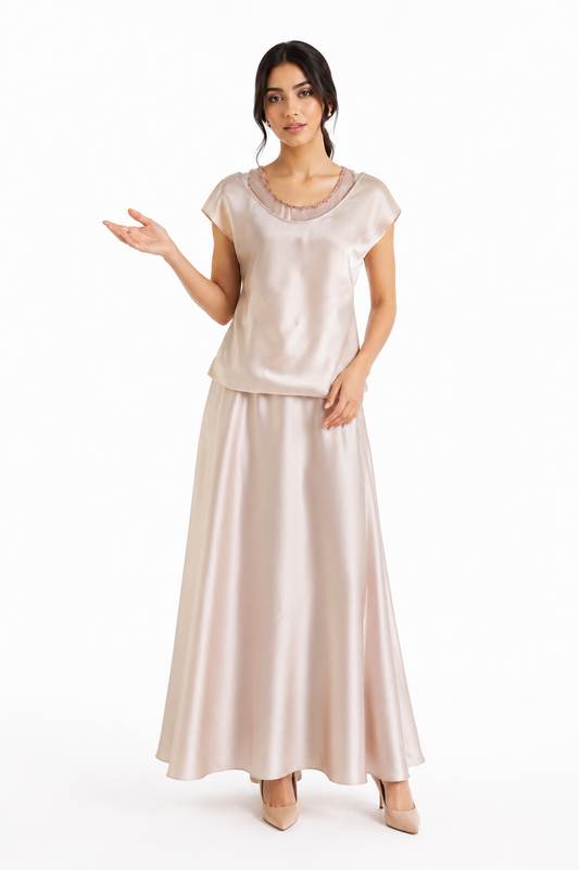 Layali Satin Embellished Layered Top