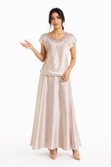 Layali Satin Embellished Layered Top