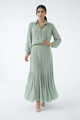 Flowy Maxi Skirt with Embellished Waist Detail