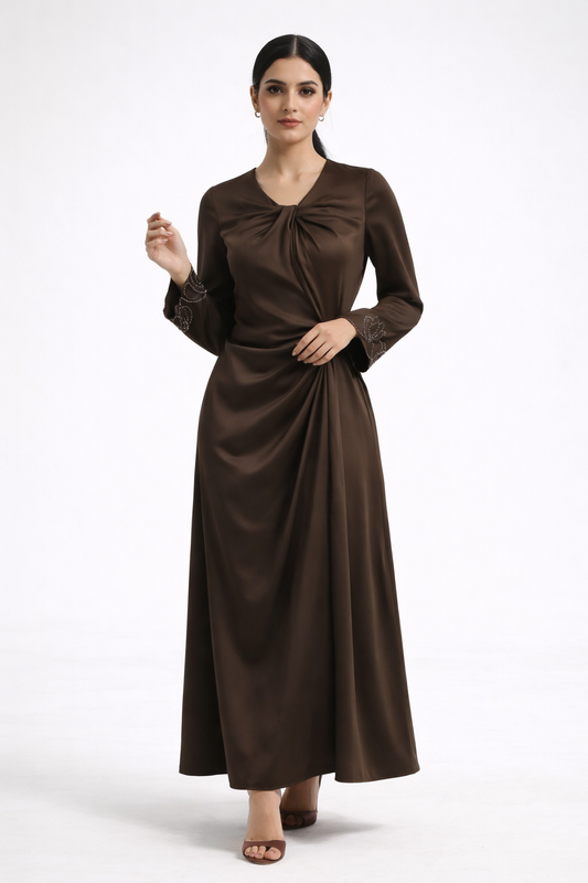 Twist-Front V-Neck Maxi Dress
