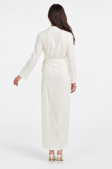 Draped Neck Wrap-Effect Maxi Dress