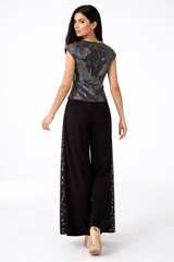 Embellished Drape-Neck Evening Top