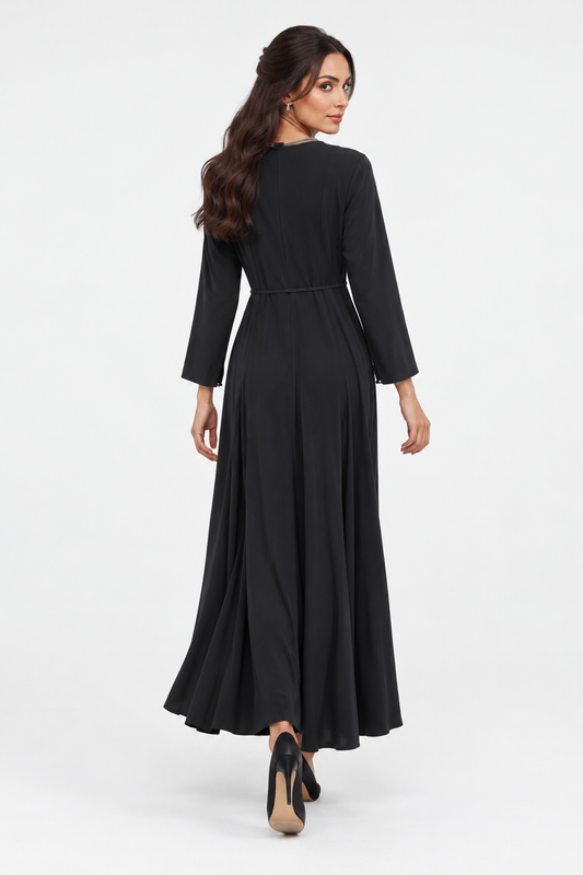 Embellished Wrap-Style Maxi Dress