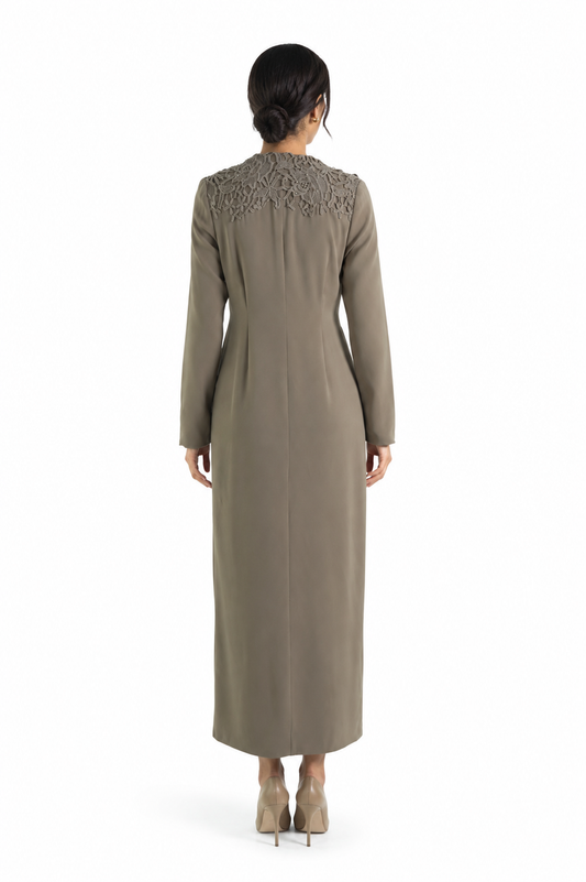 Lace Trim Tailored Coat Dress