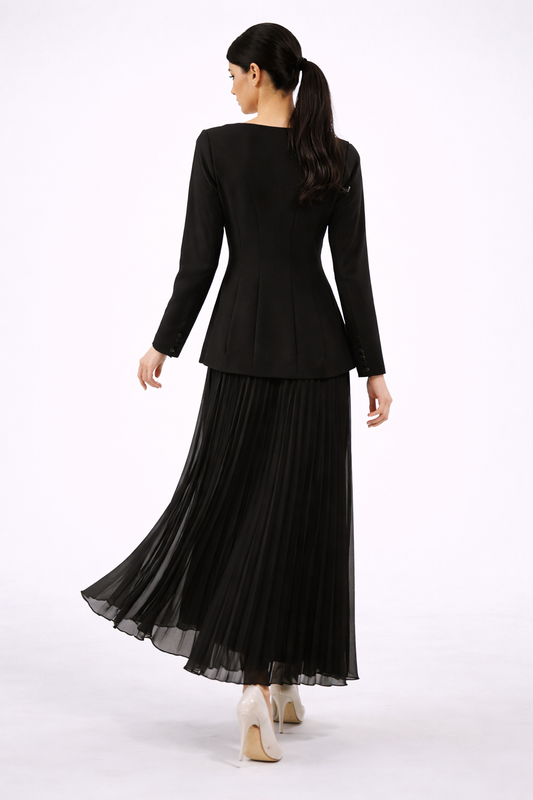 Embellished Bodice Maxi Dress with Pleated Skirt