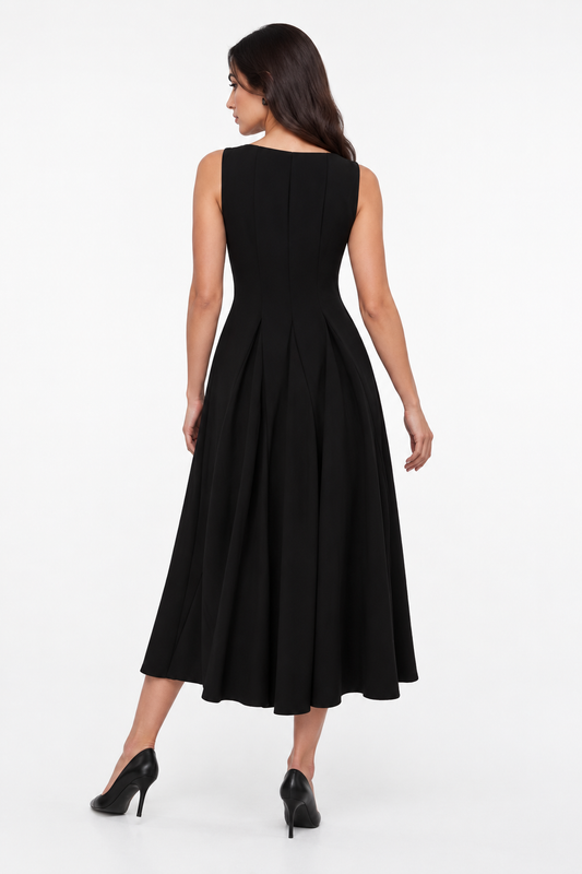 Embellished Shoulder Fit & Flare Midi Dress