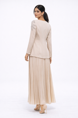 Embellished Bodice Maxi Dress with Pleated Skirt