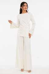 Embroidered Draped Blouse